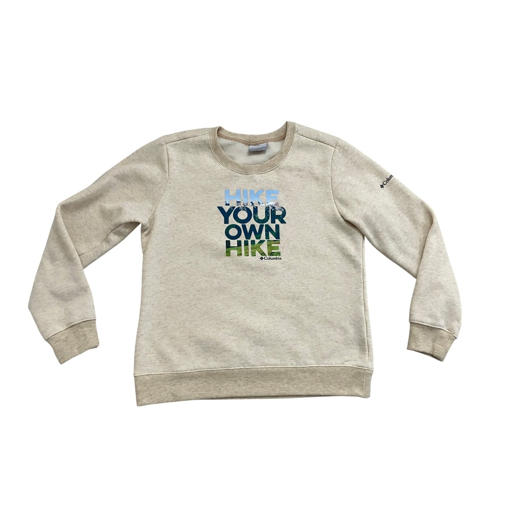 Columbia Hike Your Own Hike Sweatshirt Oatmeal Heather Graphic Crewneck‎ Mens M